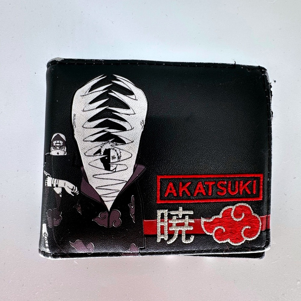 Naruto Shippuden Akatsuki Bifold Wallet Black Faux Leather Ninja Anime Graphic